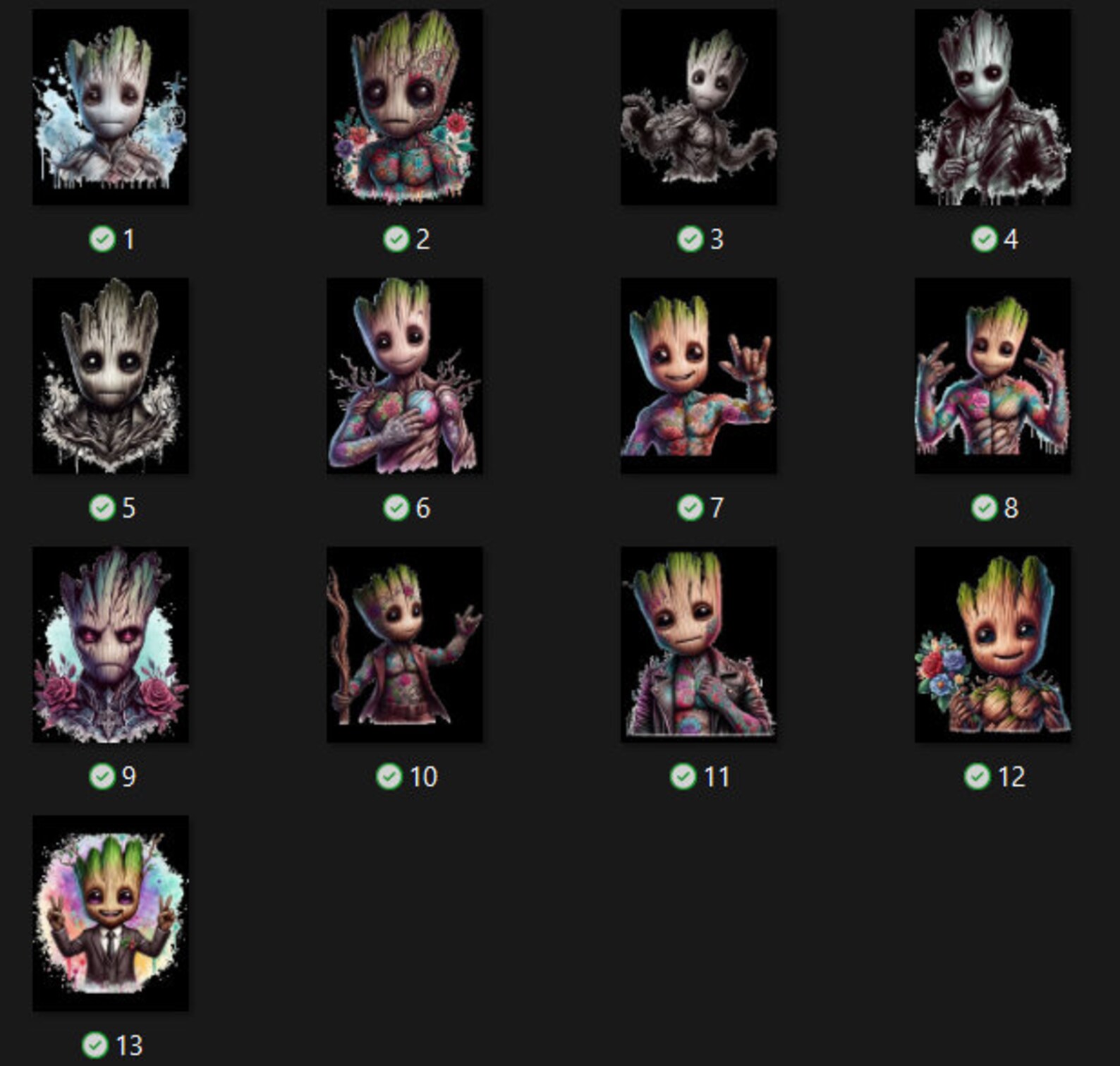 Punk Groot GROOT CLIPART BUNDLE - Marvel Digital Watercolor Png Printable Rock ...