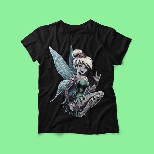 Tshirt Fée Clochette, Peter Pan, Princesse Disney, Tshirt Disney, Rock Punk Tatouage, Princesse Disney tatouage, homme femme enfant