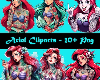 Gothic Mermaid Clipart PNG • Dark Fantasy Siren Tattoo • Grunge Sea Witch Art • Sublimation Design for T-Shirts • Edgy Underwater
