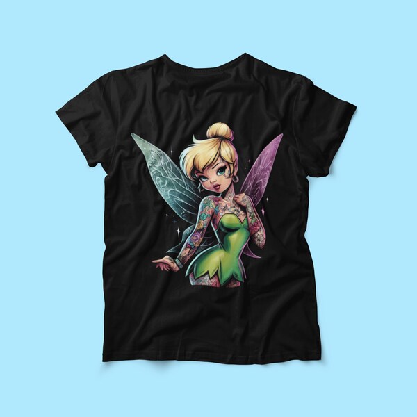 Tshirt Fée Clochette, Peter Pan, Princesse Disney, Tshirt Disney, Rock Punk Tatouage, Princesse Disney tatouage, homme femme enfant