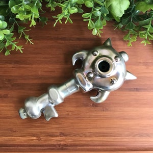 Chrome Spoo-KEY Glass Pipe - American Made Glass - Fumed Glass Spoon - Steampunk Key - Novelty Glass Art - Fumed Glass Pipe