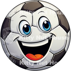 Happy Cartoon Soccer Ball, Ilustración, PNG, Uso comercial, Descarga digital, Impresiones digitales