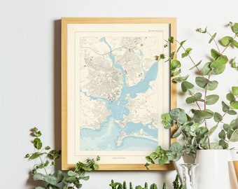 Carte de la baie de Lorient, style ancien (Bretagne, Morbihan)