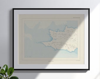 Carte de la pointe du Raz, style ancien (Bretagne, Finistère)