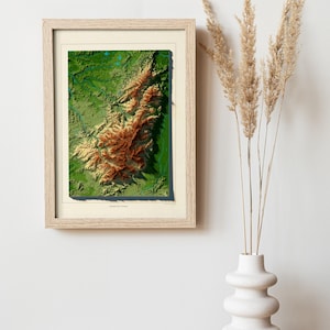 Carte du massif des Vosges, style ancien, effet relief (Grand Est)