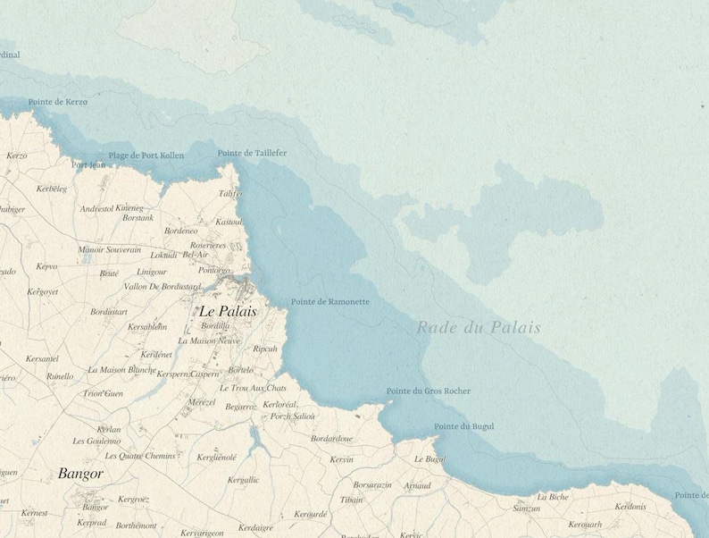 Carte de Belle-île, style ancien (Bretagne, Morbihan) image 4