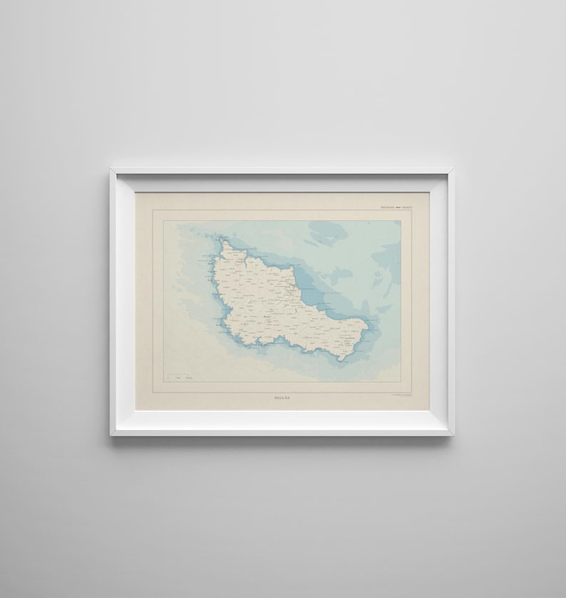 Carte de Belle-île, style ancien (Bretagne, Morbihan) image 3