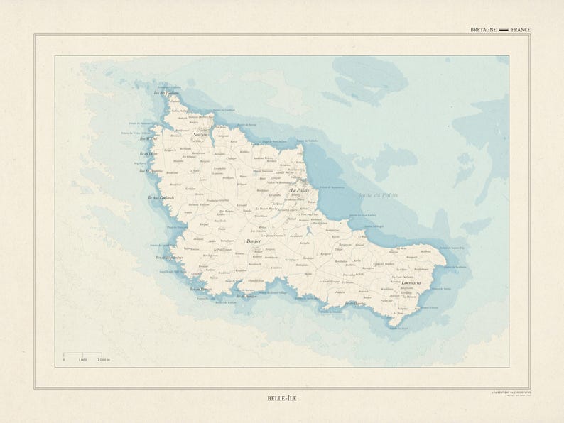 Carte de Belle-île, style ancien (Bretagne, Morbihan) image 2
