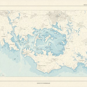 Carte du golfe du Morbihan, style ancien Bretagne image 3