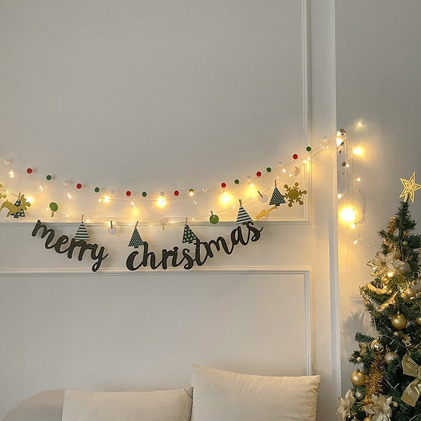 Christmas decoration photo wall bouquet bunting party decoration