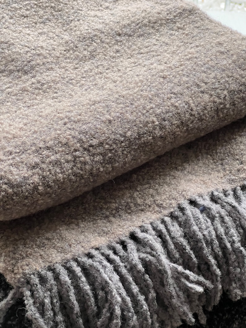 Soft Wool Boucle Blanket/plaid Color Cappuccino Size 140x200 Cm Etsy