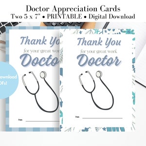 Doctor Appreciation Cards PRINTABLE Download - Etsy