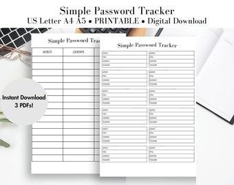 Simple Password Tracker | PRINTABLE Download