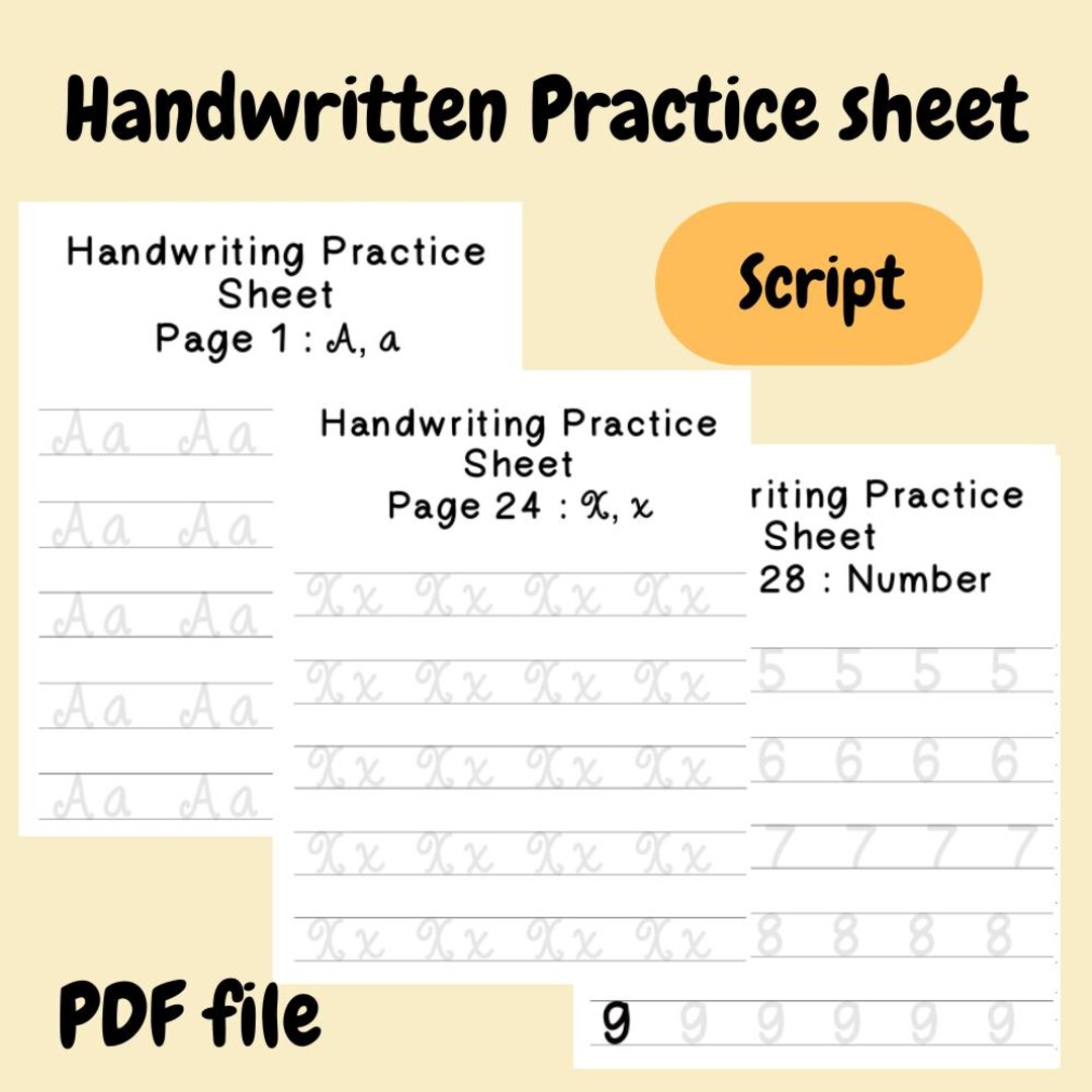 Cursive Hand Written Practice Sheet, Script Lettering Work Sheet ...