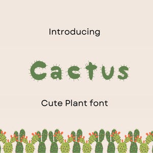 Cactus font, Display font, Plant font, Natural font, Procreate Font, Cute Font, decorative font, simple font, font download, font