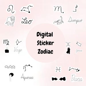 Zodiac sign Digital Stickers, Digital Planner Stickers, Digital Sticker, Astrology Sticker, Pre-cropped Stickers, for goodnotes, PNG