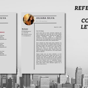 Resume Template Word, Professional Resume Template Canva, Creative Resume with Photo, Resume Cover Letter, CV Template