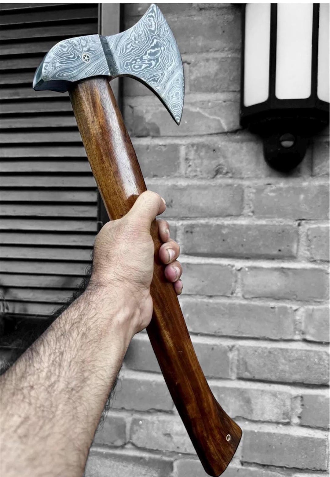 Handmade Damascus Steel Viking Axe . With Free Leather Sheath Best ...