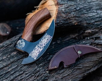 The Original custom hand forged pizza Axe , Viking Bearded Camping Axe, Viking pizza cutter axe ,Best  Anniversary Gift For Him