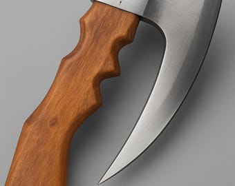 handmade viking pizza cutter axe with leather sheath gift for collectors Christmas gift