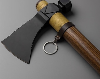 Handgjord Viking Tomahawk-yxa | Kolstål, läderslida