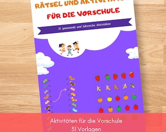 Activities and puzzles for preschool / kindergarten support / printables / PDF - A4 / 31 activities / kindergarten worksheets