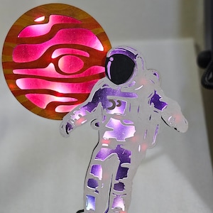 Astronaut 3D Wood Decor, Laser cut LED space theme files