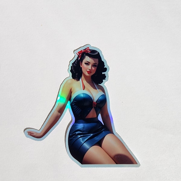 Pin up girl holographic sticker