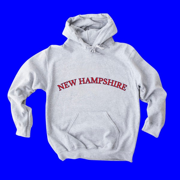 New-Hampshire-In-Red-Color-Lettering | Men or Women Hoodie | Unisex Hooded Sweatshirt | Boys or Girls Sweater With Hood