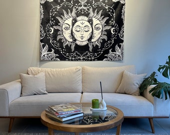 Sun and Moon Textured Wall Tapestry - Psychedelic Tapestry - Boho Chic Tapestry - Wall Decor - Wallhanging - 45”x 57” - 115 x 145 cm
