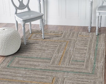 Washable Modern Turkish Area Rug - Contemporary Living Room Rug 6x9 - Hallway Runner - Aisle Runner - Kitchen Runner 2x6 - Bathroom Rug