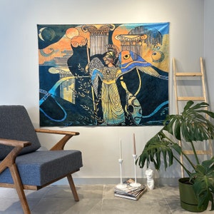 Tapiz de pared medieval de mitología griega, Tapiz antiguo bohemio, Tapiz renacentista vintage, Tapiz de pared, 46 x 60 pulg., 118 x 150 cm