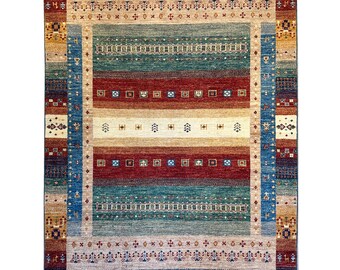 5&#39;1&quot; x 6&#39;7&quot; Handwoven Colorful Turkish Artisan Wool Area Rug for Living Room - Oriental Rug for Bedroom - (155x200 cm) 100 KPSI