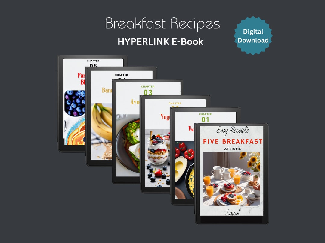 Digital Recipe Book, Recipe E-book, Hyperlink PDF, Breakfast Recipe PDF ...