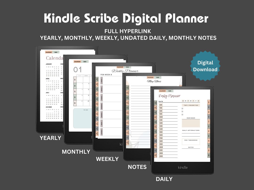 Kindle Scribe Planner 2026: Hyperlinked Daily PDF Template (digital ...