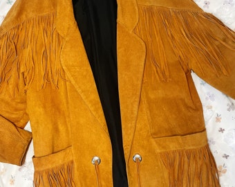 Vintage Phoenix Outerwear 80s Men's Medium Western Fringe Leather Jacket