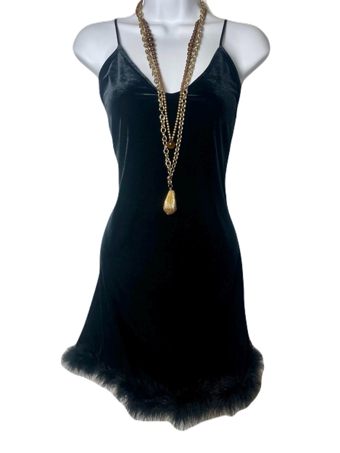 black dress with fur at the bottom Black Off Shoulder Faux Fur Trim Midi Dress – Selene Dress main image 0