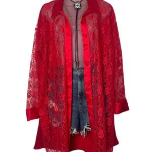 Vintage Victoria’s Secret Gold Label 90s Red Lace Shirt Dress