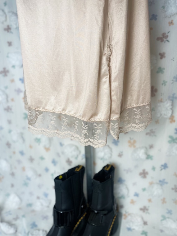 Vintage Women's Cream Slip Skirt Half Slip Lace T… - image 3