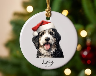 Personalized Bernedoodle Ornament- custom pet name, perfect Christmas gift for the doodle lover