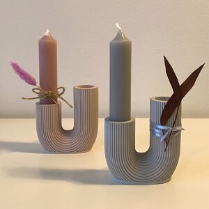Kerzenständer U-Form mit Rillen kleines Geschenk Raysin, Beton, Keramik Bild 8