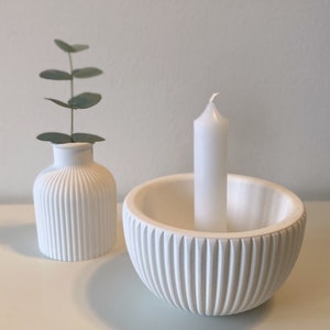 Candle holder round stick candle holder grooves Raysin, concrete, ceramic image 7