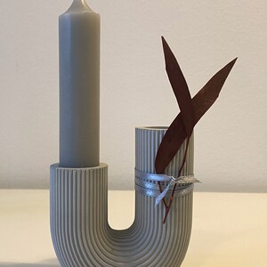 Kerzenständer U-Form mit Rillen kleines Geschenk Raysin, Beton, Keramik Bild 6