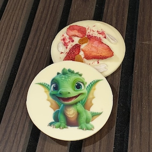 Saudação de chocolate personalizada – Conjunto de 6 chocolates com logotipo comestível personalizado, bolas de chocolate impressas detalhadas com sua imagem ou texto