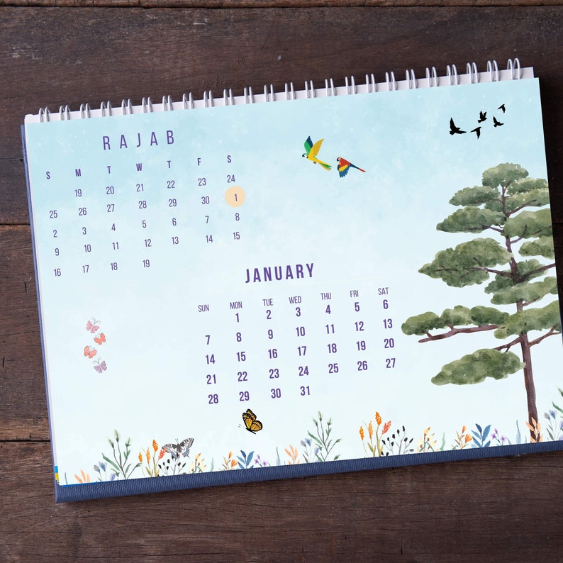 Islamic Hijri Calendar 2024 Aesthetic Floral Calendar 2024 Etsy UK