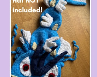 Patrón de gorro de crochet Gyarados ajustable - **SOLO PATRÓN DE GANCHILLO**