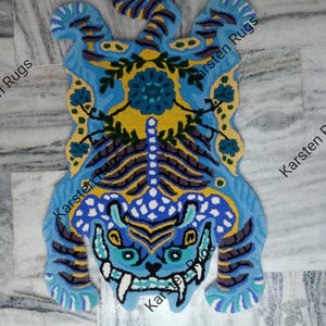 Hand Tufted Tibetan Tiger Rug New Pattern / Animal Rug /Skin Rug Carpet For Living Room ,Bedroom, Home Decor Rug Anti-Slip Cotton Baking 3x5