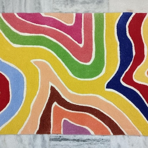 Hand tufted Rug Melting Rug Multicolored rug Abstract Rug Rugs For bedroom Rugs For Living room Abstract Rug Squiggle Rug Customized In Any