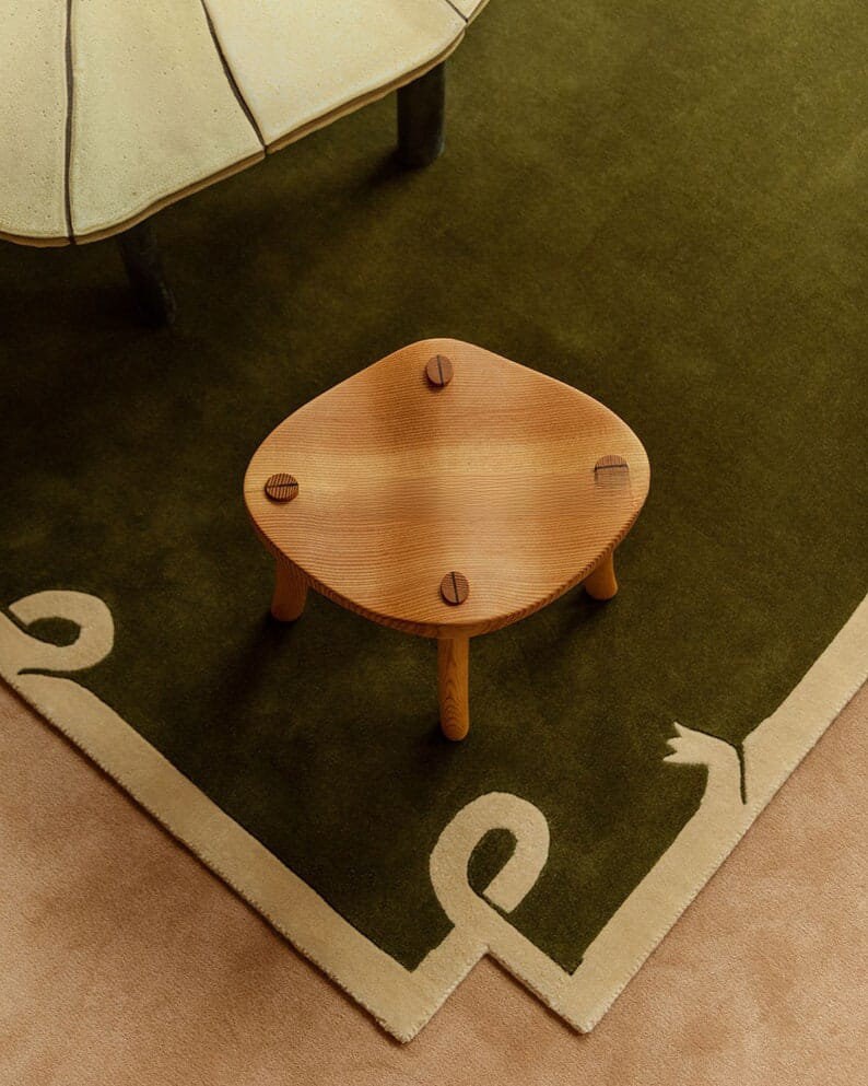 Hand Tufted Dark Green Wool Rug Cut & Loop Rug High and Low Pile Rug ...