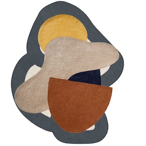 Handmade Irregular Shaped Rug - Colorful Abstract Area Rug, Unique Wavy Carpet, Modern Accent Rug for Living Room, Bedroom, Boho Home Decor